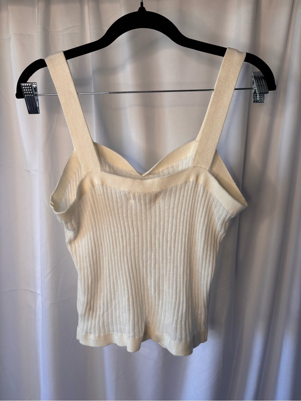 Marled Cream Ribbed Square-Neck Tank - Picture 5 of 5